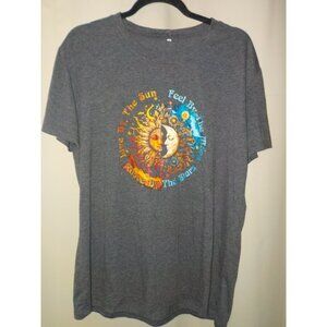 Live by the Sun, Feel by the Moon, Move by the Stars Women's Gray T-Shirt 2XL